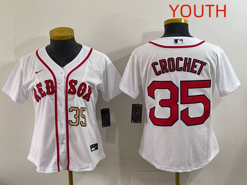 Youth 2025 Boston Red Sox #35 Crochet White Game Nike MLB Jersey style 2